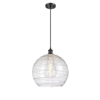 Athens Deco Swirl - 1 Light Pendant In Industrial Style-16.88 Inches Tall and 13.75 Inches Wide