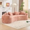 Wooakway 111"W*27"H 4 Seats Pink/Yellow/White Sectional Sofa for Small Spaces Armless Flannel with 4 Pillows Luxury Plush Velvet Feel Easy Assembly - 2 of 4