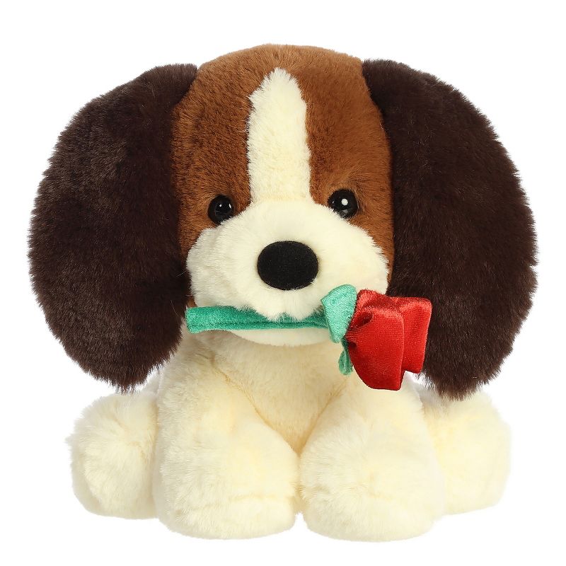 Aurora Val Pets 9" A Rose For You Pup Brown Stuffed Animal, 1 of 7