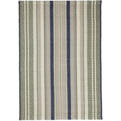 Ivory and Dove Gray Striped Handwoven Cotton Area Rug, 2' x 3'