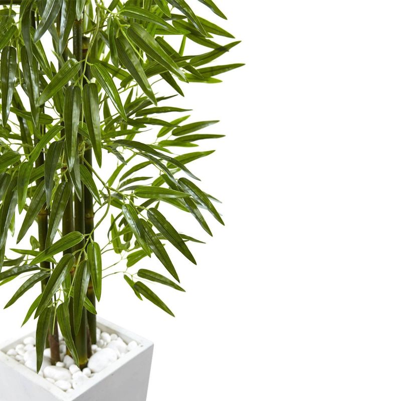 Nearly Natural Bamboo Tree with White Planter UV Resistant (Indoor/Outdoor), 3 of 5