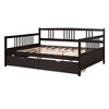 Wooden Daybed with 2 Drawers, Wood Slat Support, Safety Guardrails Sofa Day Bed Frame, No Box Spring Needed, for Bedroom, Guest Room, Living Room - 3 of 4