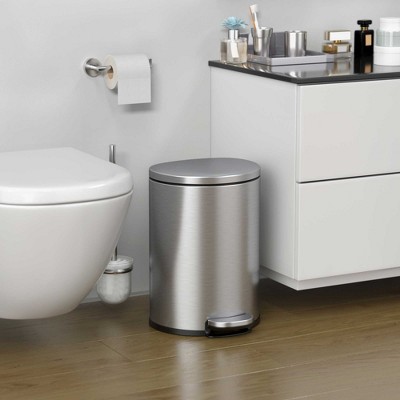 SoftStep 3 Gallon Brushed Stainless Steel Semi-Round Trash Can with Odor Filter