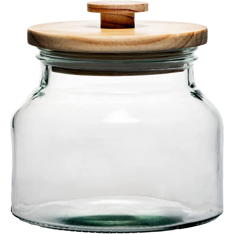 Amici Home Denali Clear Glass Canister, Food Storage Jar with Airtight Wood Lid with Handle, Set of 4 ,60, 76, 96, and 132 Ounce, 5 of 6