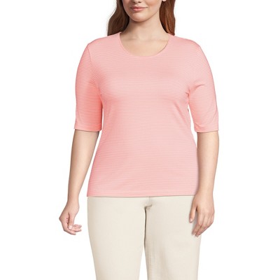 Lands' End Women's Lightweight Jersey Skimming Elbow Sleeve Crew Neck T-shirt