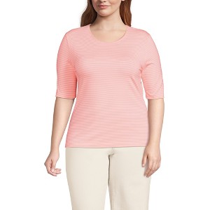 Lands' End Women's Lightweight Jersey Skimming Elbow Sleeve Crew Neck T-shirt - 1 of 3
