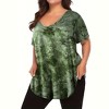 Women's Short Sleeve Shirt Tops Plus Size Tie Dye Casual Loose Fit Tunic Tops With Pocket - 3 of 4
