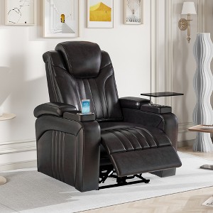 Power Recliner with Power Adjustable Headrest, Charging Device, USB Port, Storage Arms, Cup Holder and Swivel Tray, 4W-ModernLuxe - 1 of 4