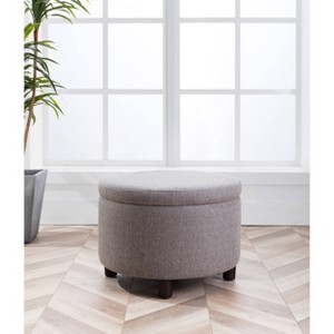 Large Round Storage Ottoman with Lift Off Lid - WOVENBYRD - 1 of 4