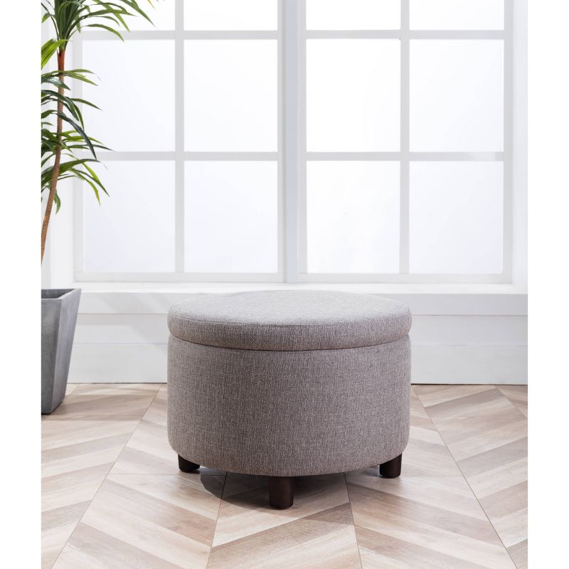 Large Round Storage Ottoman with Lift Off Lid - WOVENBYRD, 4 of 15