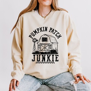 Simply Sage Market Pumpkin Patch Junkie Barn Lightweight Garment Dyed Sweatshirt - 1 of 4