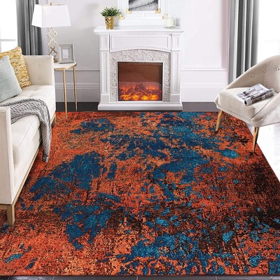 Washable Rug Modern Rug Contemporary Abstract Colorful Rug Ultra-Thin Indoor Carpet