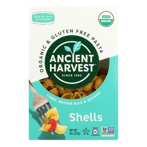Ancient Harvest Organic Gluten Free Quinoa Supergrain Pasta - Shells - Case of 12 - 8 oz - 1 of 2