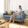 MUUEGM 65" Loveseat Couch Sofa| 2-Seat Memory Foam Futon Couch with Blue Linen Fabric, firm wooden frame - 3 of 4