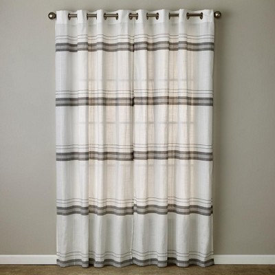 Modern White and Gray Stripe Polyester Window Panels, 104" x 84"