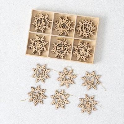 Sullivans Set of 24 Snowflake Ornaments 2"H & 0.5"H Brown