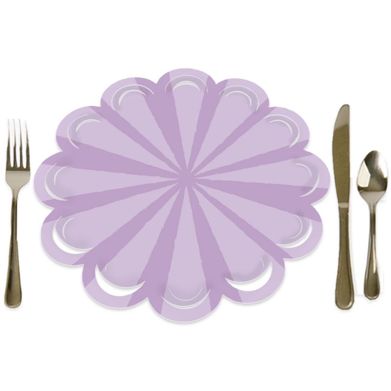 Big Dot of Happiness Purple Stripes - Simple Party Round Table Decorations - Paper Chargers - Place Setting For 12, 1 of 9