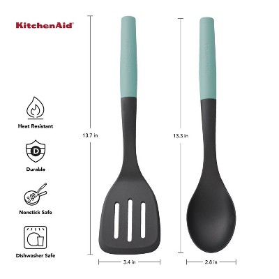 Aqua and Black Nylon Spoon and Turner Set