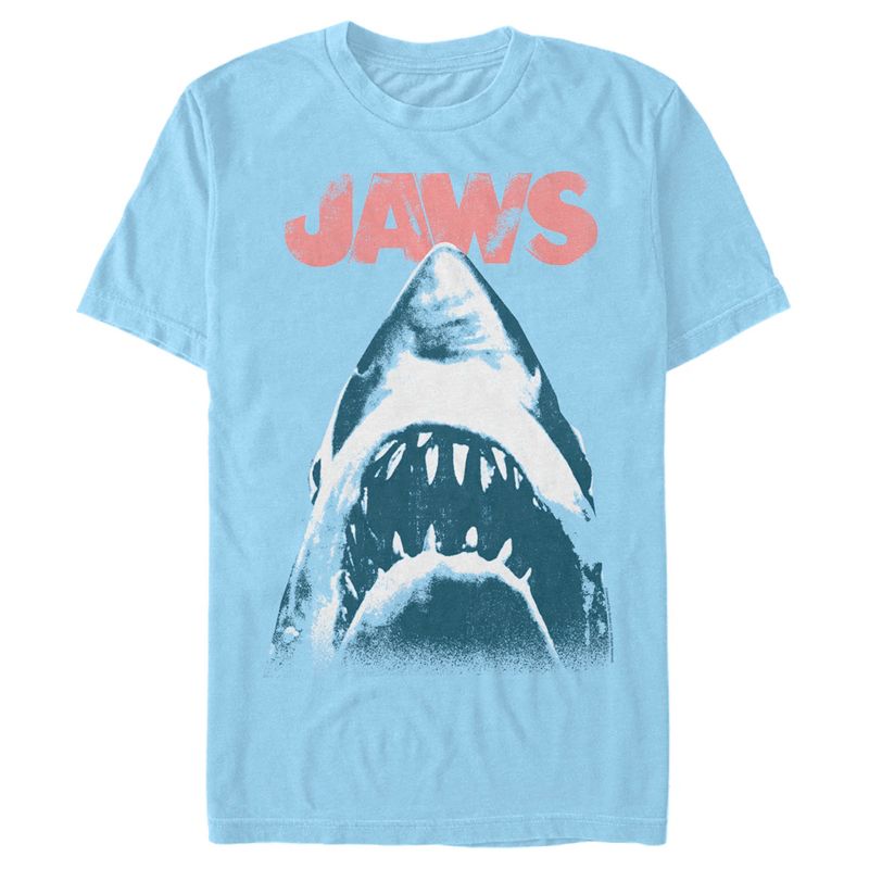 Men's Jaws Distressed Shark Poster T-Shirt, 1 of 5