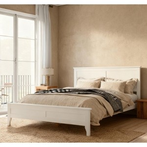 TIRAMISUBEST King/Full Platform Bed Frame Solid Pine Wood Modern Minimalist Tapered Legs Wear Resistant Finish Easy Assembly - 1 of 4