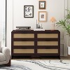 KTMBDW 6 Drawer Dresser for Bedroom, Arc Shaped Rattan Dresser with Deep Drawers, Large Double Chest of Drawers for Living Room, Hallway, Entryway - 2 of 4