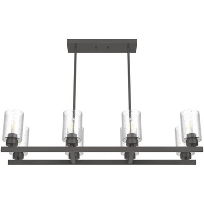 Noble Bronze 40" Linear Chandelier with Seeded Glass