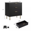 3-Drawer Fluted Wooden Dresser – Modern Nightstand & Storage Chest for Bedroom, Living Room, Kids Room - 2 of 4