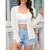 Women Hollow Out Cardigan Sweater Crochet Knit Shrugs Long Sleeves with Ruffled Hem - 2 of 4