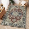 Washable Rug 6x9 – Anti-Slip Low Pile Ultra-Thin Vintage Distressed Stain-Resistant Non-Shedding Throw Carpet for Living Room, Bedroom,Red - 2 of 4