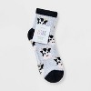 Women's Cows 2pk Cozy Quarter Crew Socks - Black/Grey/White 4-10 - 2 of 3
