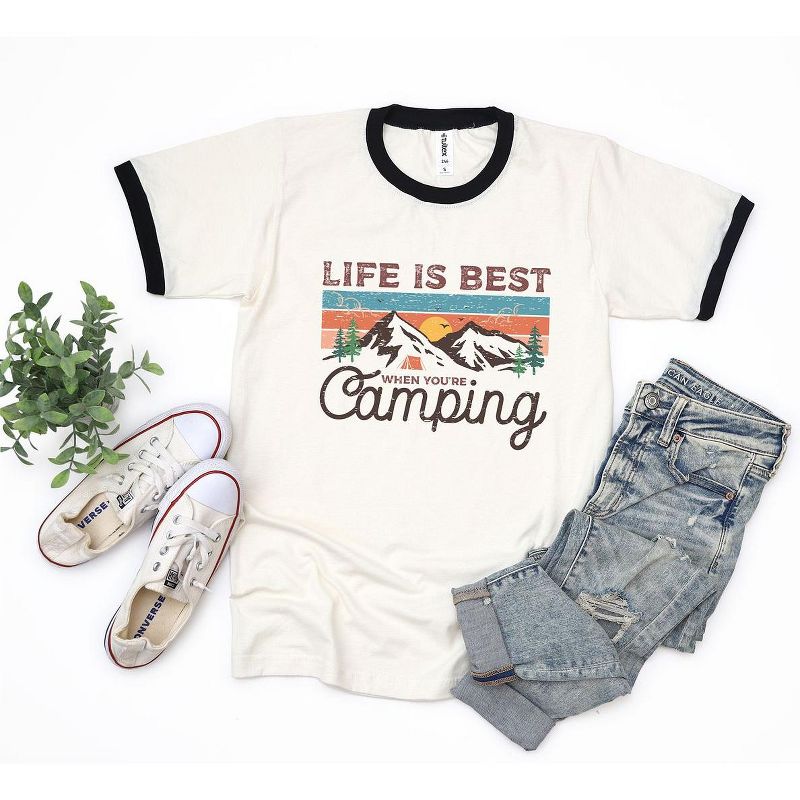 Simply Sage Market Women's Life Is Best When You're Camping Short Sleeve Ringer Tee, 2 of 3