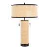 LumiSource Cylinder Rattan 29" Contemporary Rattan Table Lamp Black Metal and Natural Rattan - 2 of 4