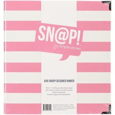 Simple Stories Sn@p! Designer Binder 6"X8"-Pink Stripe