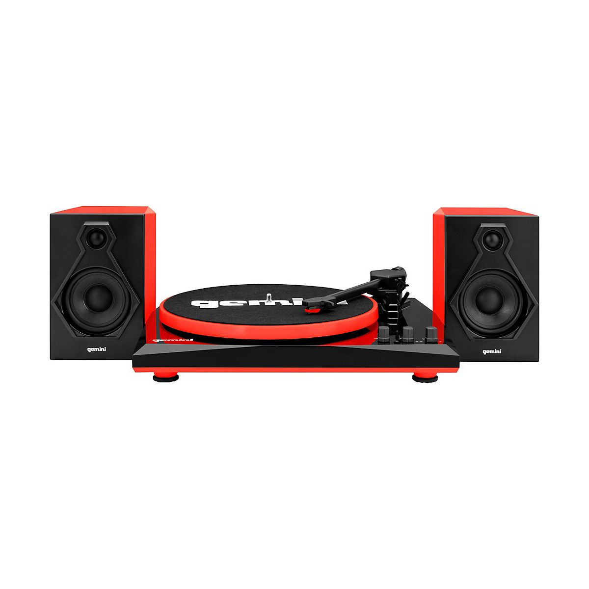 Gemini TT-900BR Vinyl Record Player Turntable With Bluetooth and Dual Stereo Speakers Black/Red