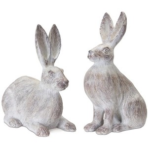 Melrose Washed Rabbit Statue (Set of 2) - 1 of 3