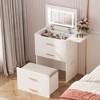 LOVSON Dresser with mirror and lamp, 3-in-1 dresser set, small dresser with 3 drawers, concealed stool, power outlet, for bedroom/living room - 2 of 4