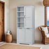 Bathroom Storage Cabinet with Doors and Drawers, Tilt-Out Laundry Hamper, Multiple Storage Space, Open Shelve, Adjustable Shelf - Leovsnove - 2 of 4