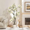 4FT Artificial Magnolia Tree with Realistic White Flowers & Lush Green Leaves - 3 of 4