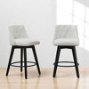 25" Swivel Dining Chairs Set of 2, Counter Height Linen Upholstered Barstools with Button Tufted Back, Solid Wood Frame for Kitchen, Breakfast Bar - 2 of 4