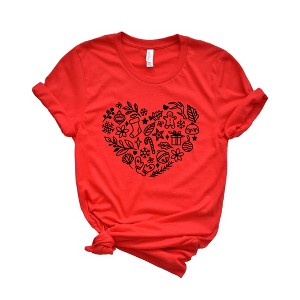Simply Sage Market Women's Christmas Heart Short Sleeve Graphic Tee - 1 of 3