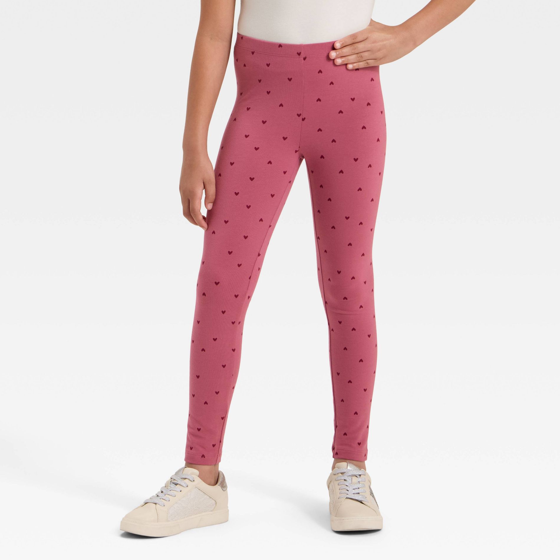 Girls' Heart Leggings - Cat & Jack™ Rose Pink XS