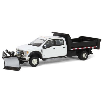 1/64 2020 F-450 XLT Super Duty Dually with V-Plow & Dump Bed White 51396-B