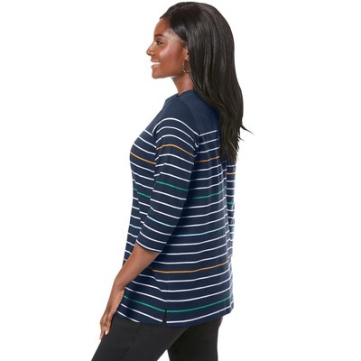 Jessica London Women's Plus Size Stretch Cotton Boatneck Tunic