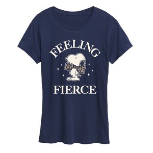 Women's - Peanuts - Feeling Fierce Snoopy Short Sleeve Graphic T-Shirt - 1 of 4