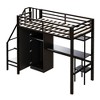 YOOCOZZ Twin Size Metal Loft Bed with Desk, 4-Layer Ladder Shelves, Built-in Wardrobe - 4 of 4