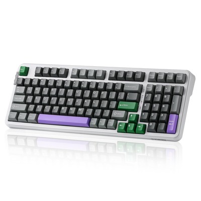 MaseiKar B98 Wireless Mechanical Keyboard,Hot Swappable,Full Numpad,Creamy Linear Switches,Gasket Mounted,Custom RGB Backlit(Grey,Cocoa Cream V2)