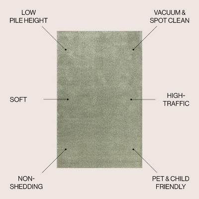 Haze Solid Green Low-Pile Synthetic Area Rug