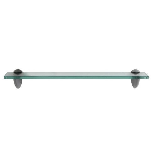 19.75 Floating Glass Bathroom Wall Shelf Chrome - Danya B.