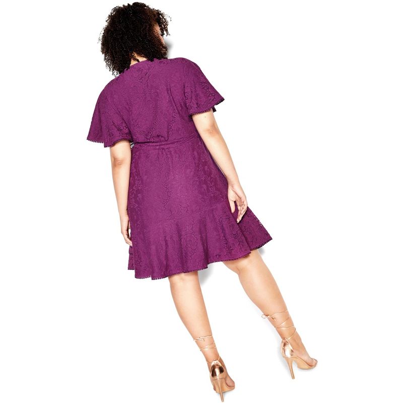 Women's Plus Size Sweet Love Lace Dress - magenta | CITY CHIC, 3 of 6