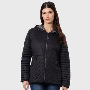Canada Weather Gear Women’s Lightweight Quilted Puffer Jacket with Hood – Water-Resistant, Windproof Zip-Up Coat for Cold Weather - 1 of 3